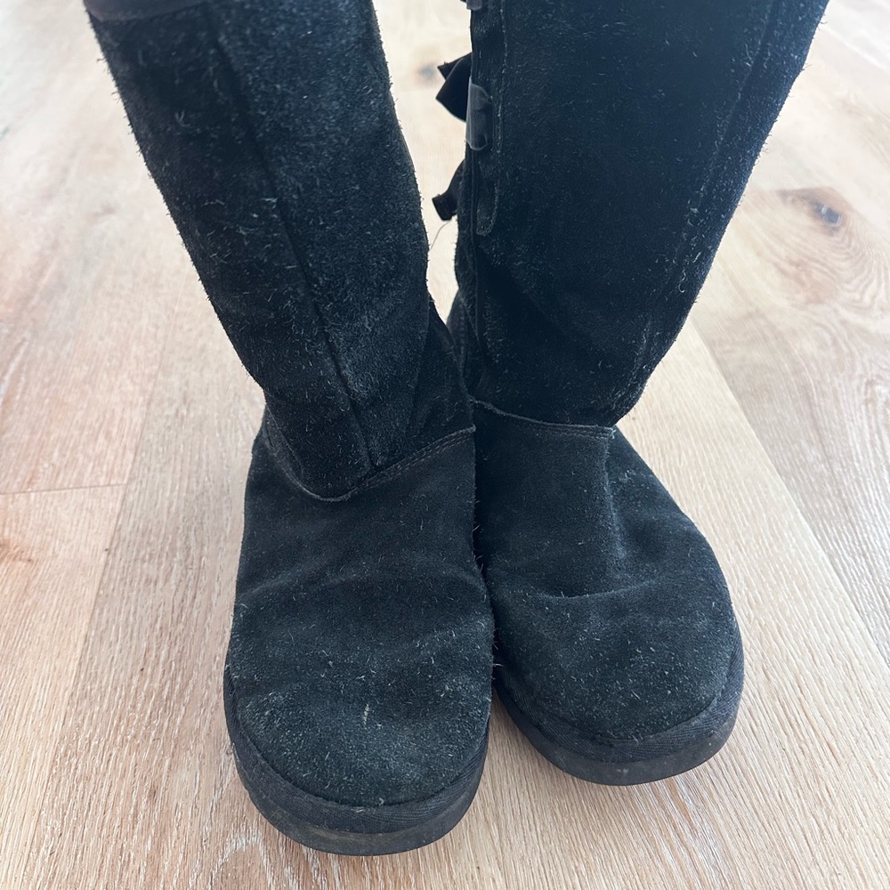 Black UGG Tall Suede Bow Boots
